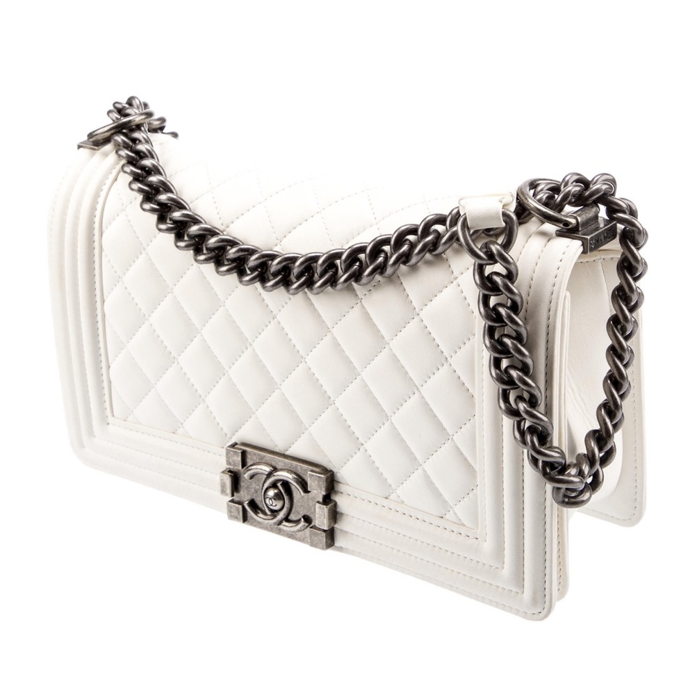 Mint condition white medium Chanel boy bag